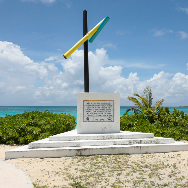 A monument at the Landing Site for Columbus
