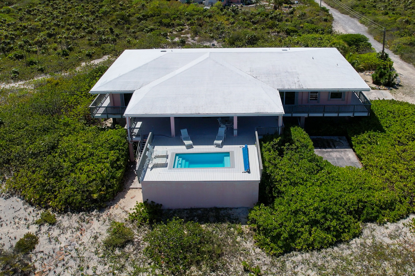 Aerial of The Family Beach House on San Salvador