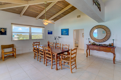 The Dining area at The Family Beach House on San Salvador 