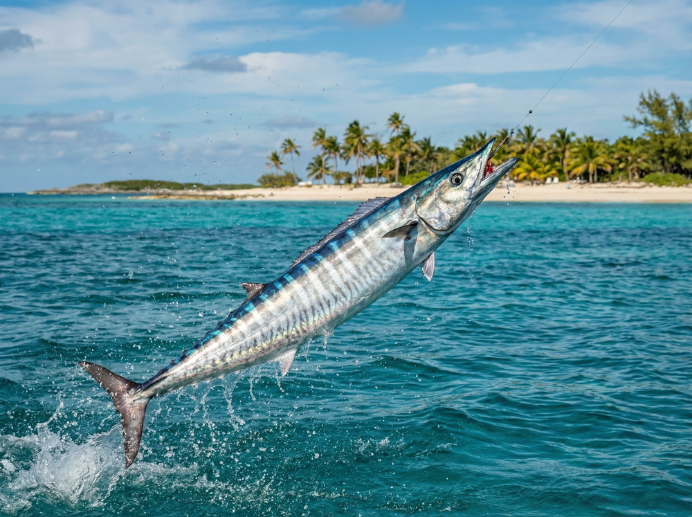 Fishing Wahoo near San Salvador Island in The Bahamas